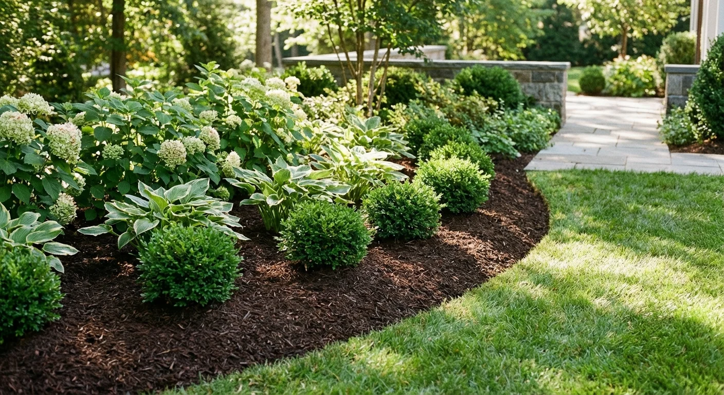 A clean and well-maintained garden bed with fresh mulch to deter pests.