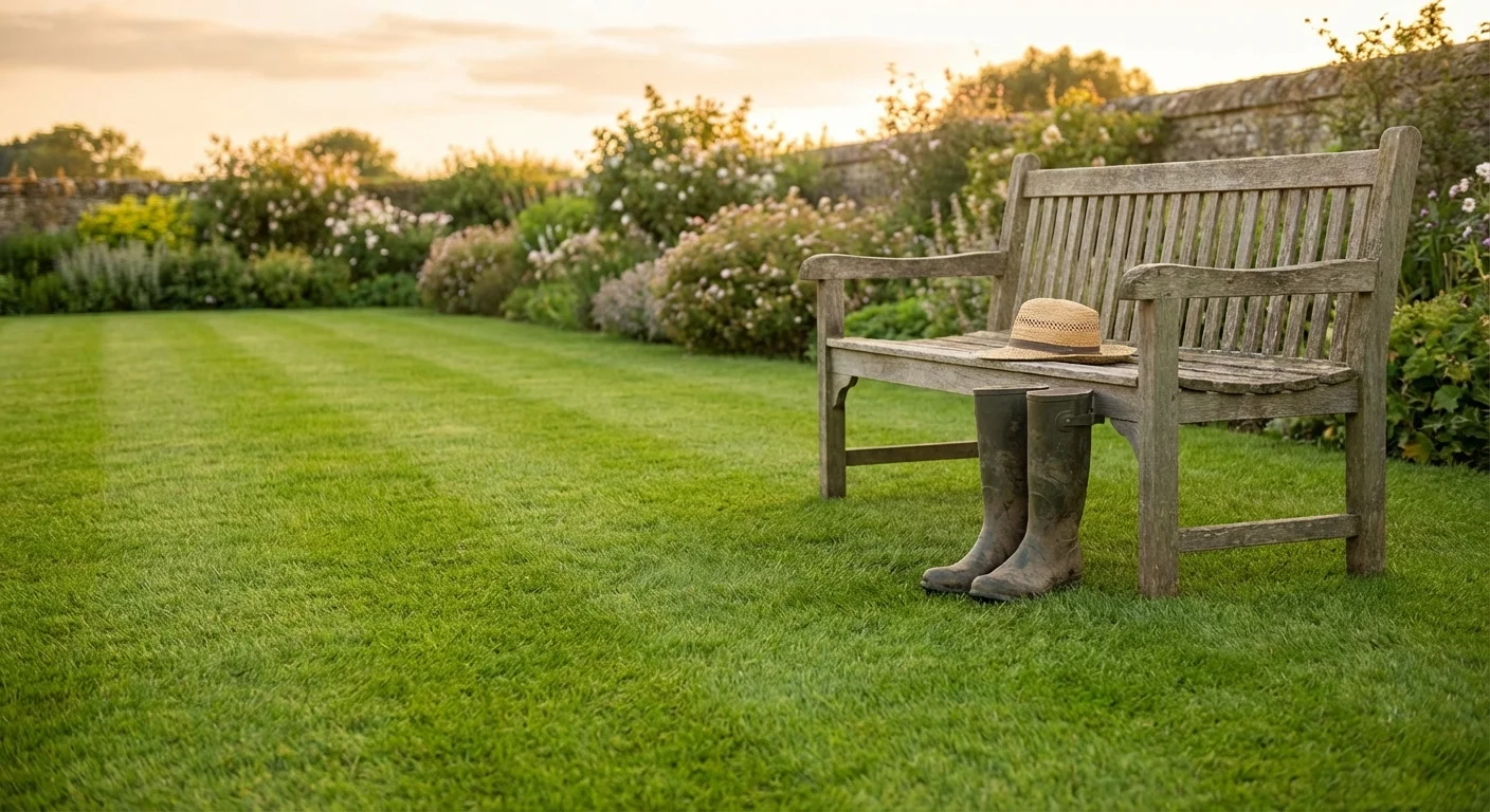 A clean, weed-free lawn representing successful garden maintenance.