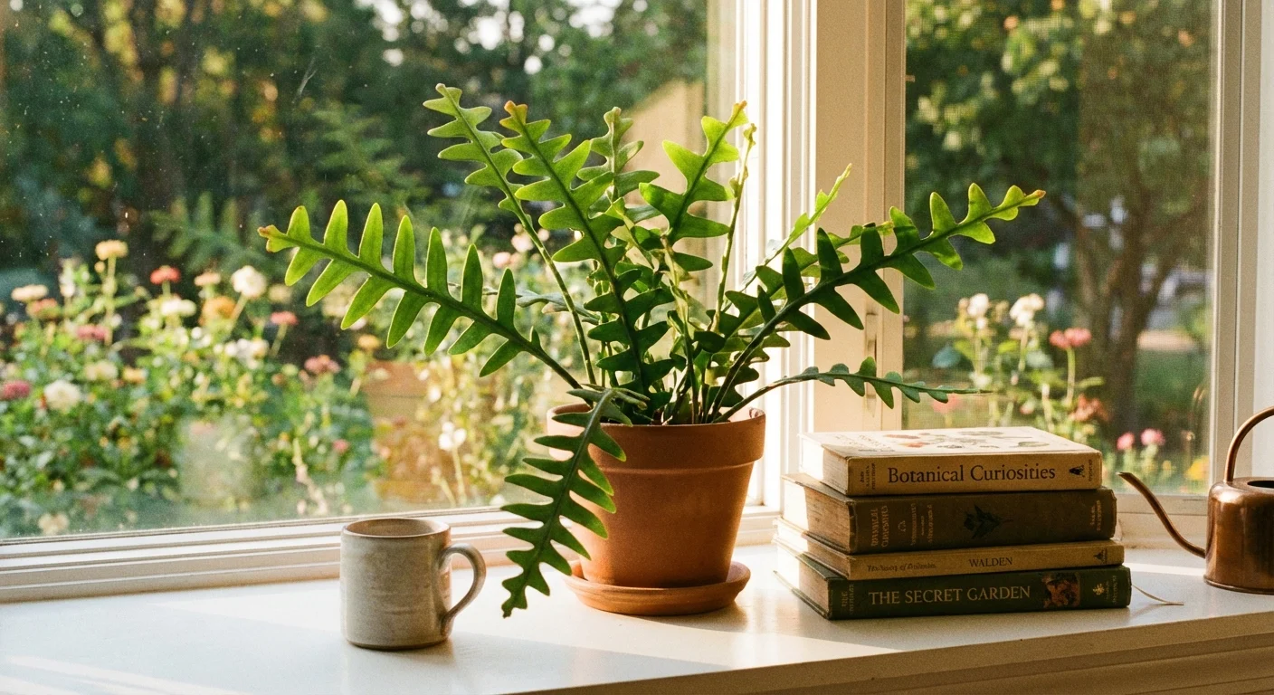 A Devil's Backbone plant thriving on a sunny indoor windowsill.