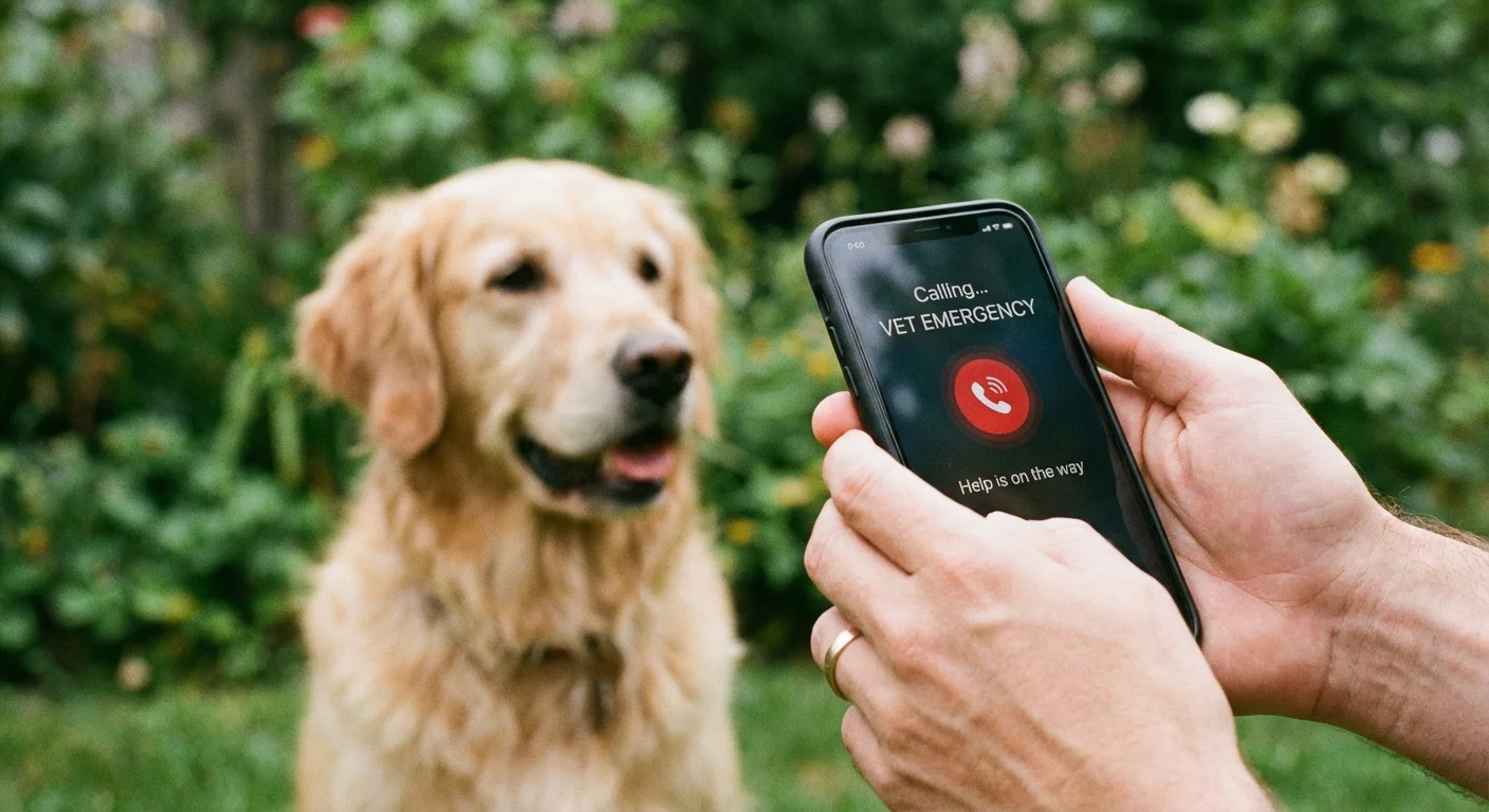 A hand holding a phone in a garden, ready to make a call.
