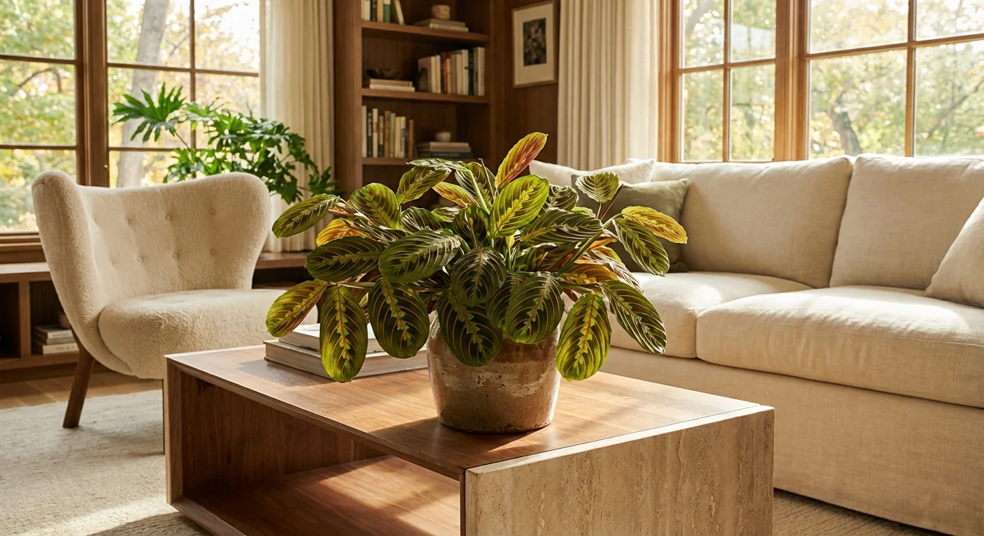 A healthy, thriving Prayer Plant as a beautiful home decor centerpiece.