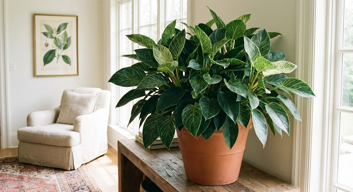 A lush and full Philodendron Birkin plant showing healthy, dense leaf growth.