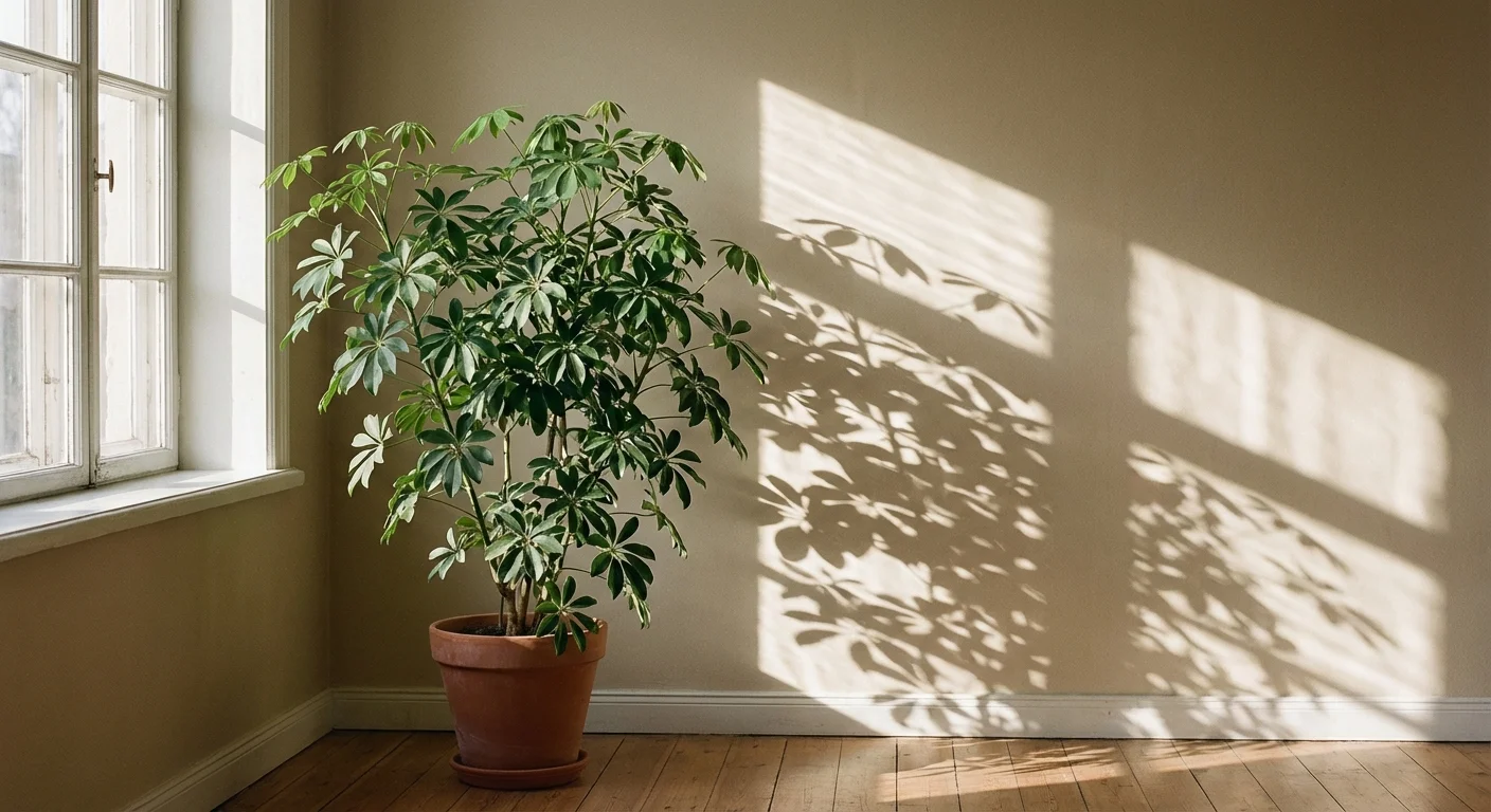A peaceful scene of an umbrella plant waiting for the spring season to arrive.