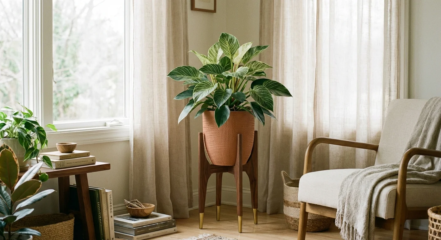 A Philodendron Birkin perfectly placed in a bright, indirect light spot.