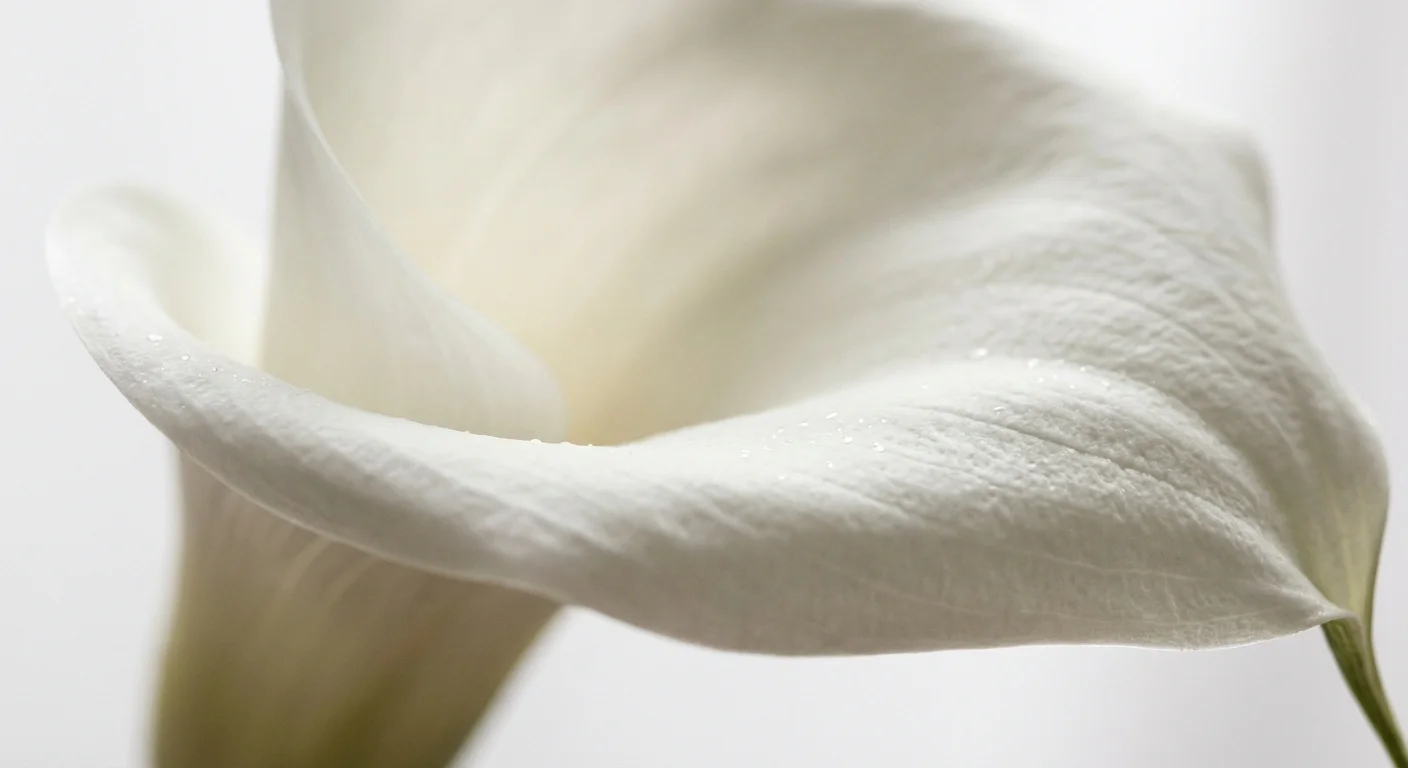 Macro detail of a white calla lily petal showing its elegant texture.