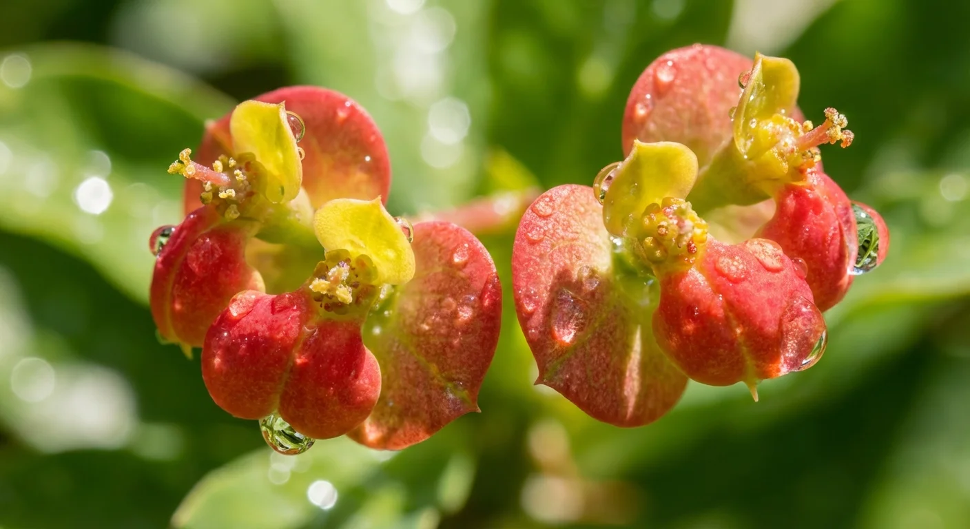 Macro view of red and yellow Devil's Backbone flowers.