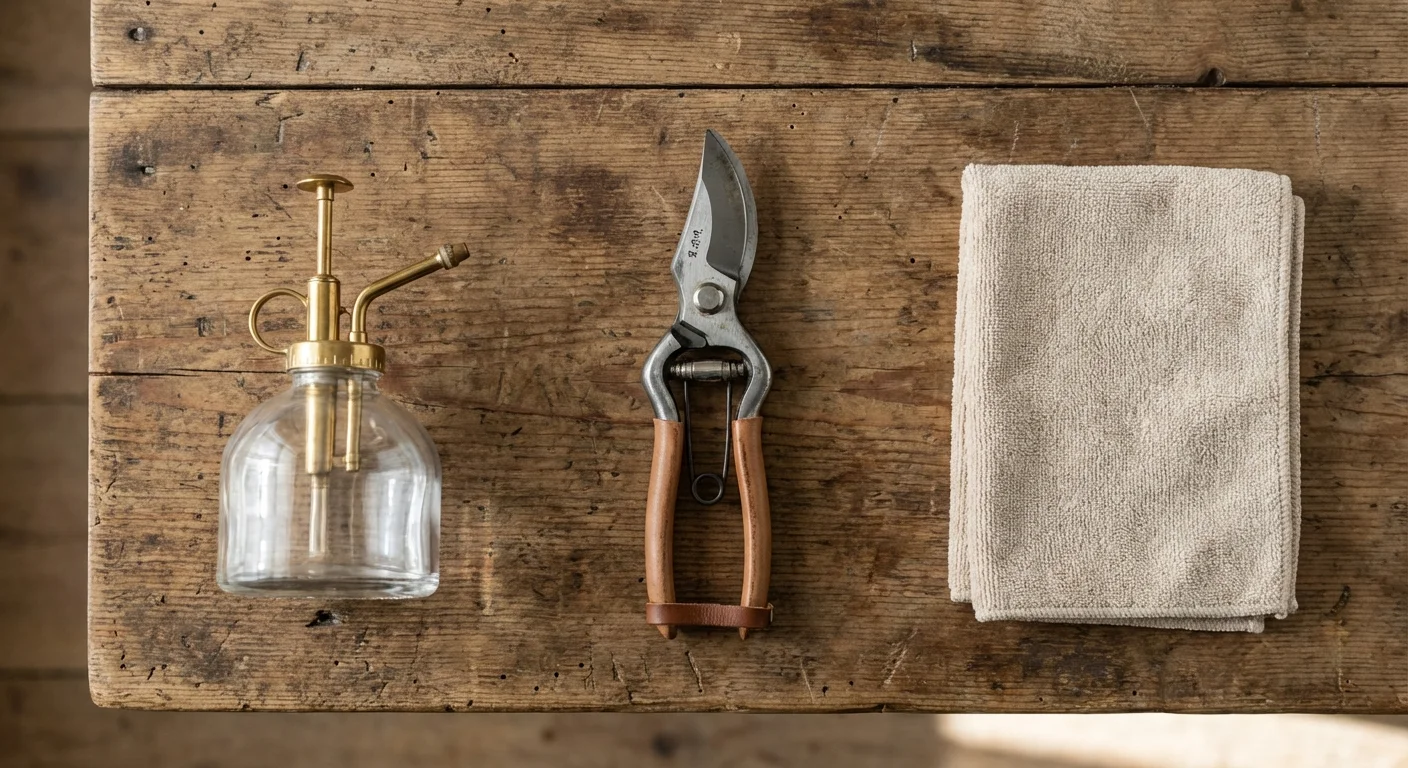 Professional gardening tools for pruning indoor plants.