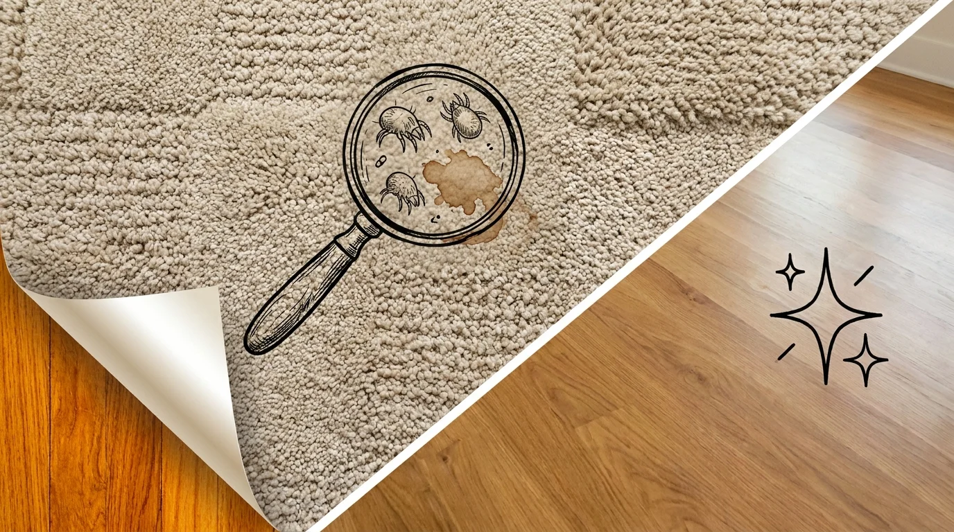A collage showing wall-to-wall carpet being peeled away to reveal hardwood floor, symbolizing hidden value.