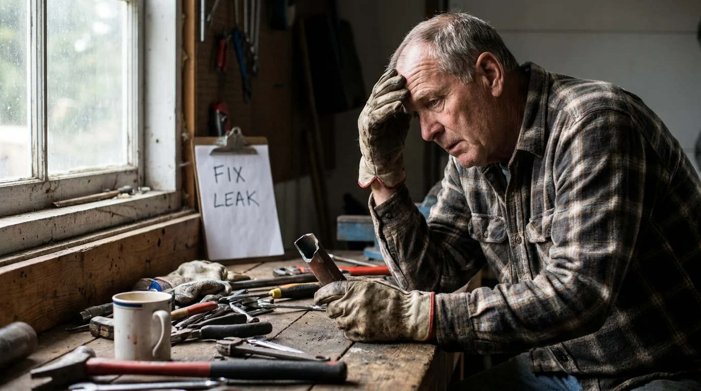 Editorial photograph illustrating: Sign 3: Routine Home Maintenance Triggers Persistent Stress